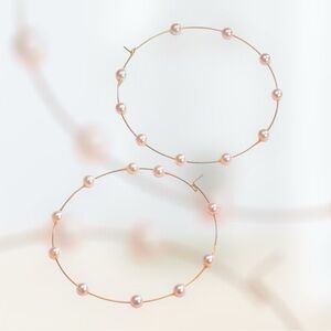 Elegant Gold Pearl Hoop Earrings